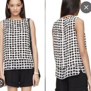 Kate Spade Island Stamp Layer Tank Top Blouse Sleeveless Silk Blend Size XS